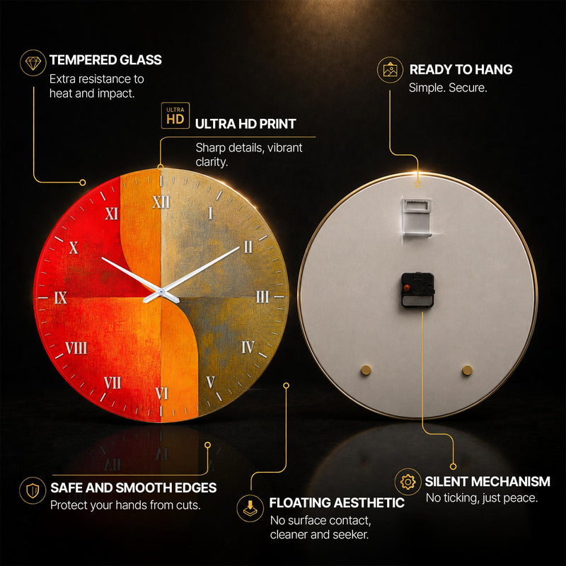Fiery Retro Curves — tempered glass, ultra HD print, ready to hang