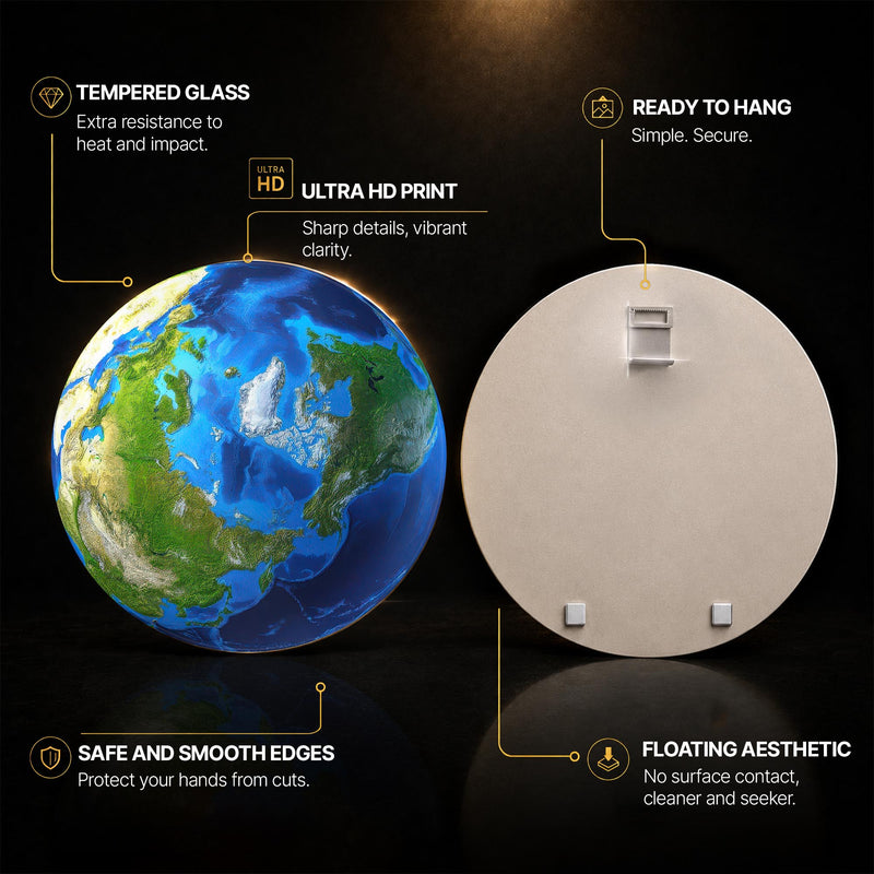 Arctic Earth — tempered glass, ultra HD print, ready to hang