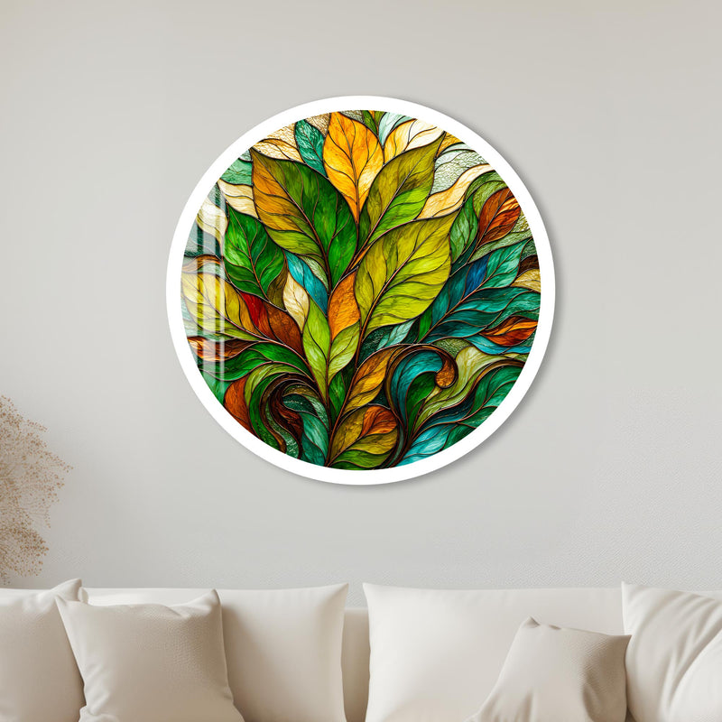 Stained Glass Foliage with white frame