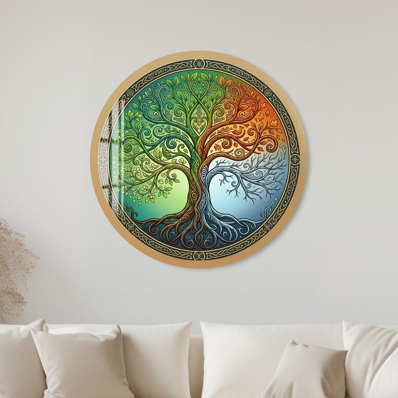 Four Seasons Celtic Tree with gold frame