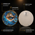 Veiled Sapphire Eye — tempered glass, ultra HD print, ready to hang