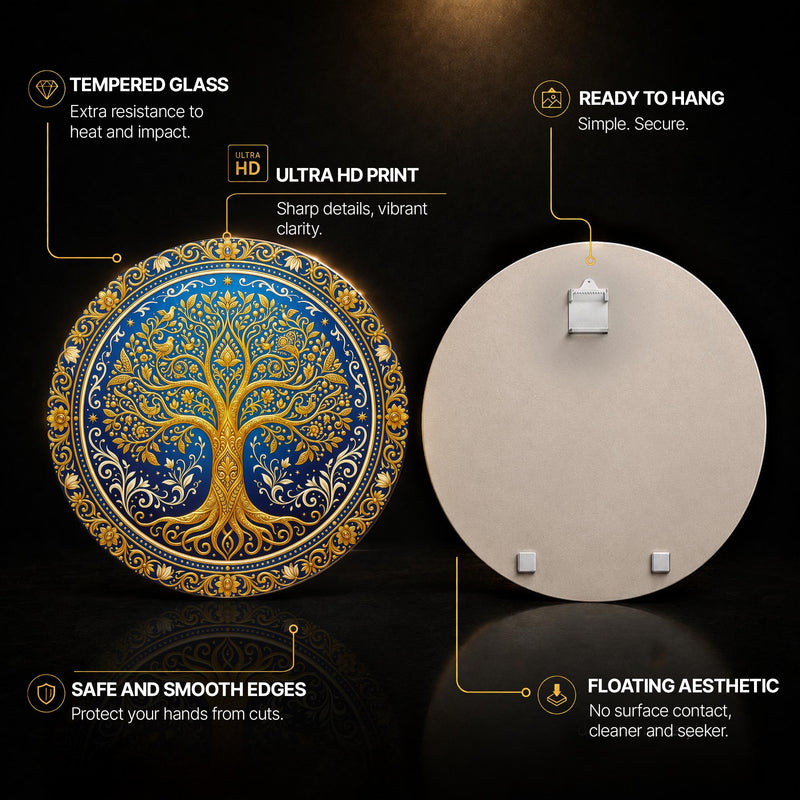 Golden Tree Of Life III with walnut frame