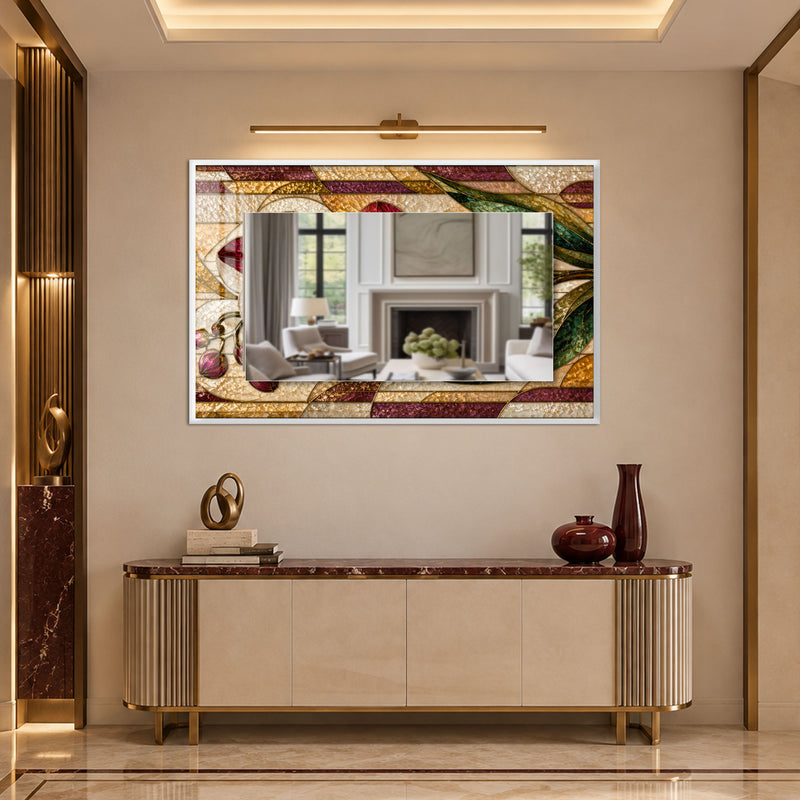 Jeweled Botanical Mosaic with white frame