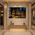 Artronauts Glass Print 18x12 cm | 7.1"x4.7" / White Golden Chess Standoff Glass Wall Art