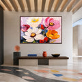Artronauts Glass Print 18x12 cm | 7.1"x4.7" / Walnut Vibrant Painted Blossoms Glass Wall Art