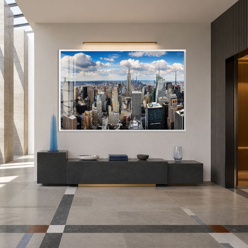 Manhattan Skyline Panorama with white frame