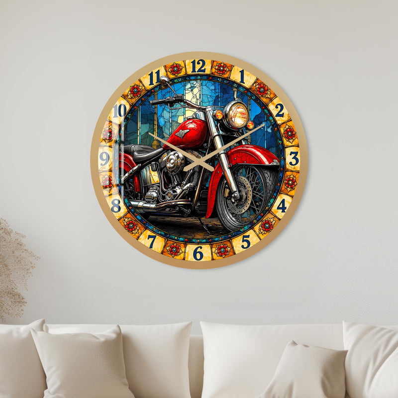 Stained Glass Motorcycle with gold frame