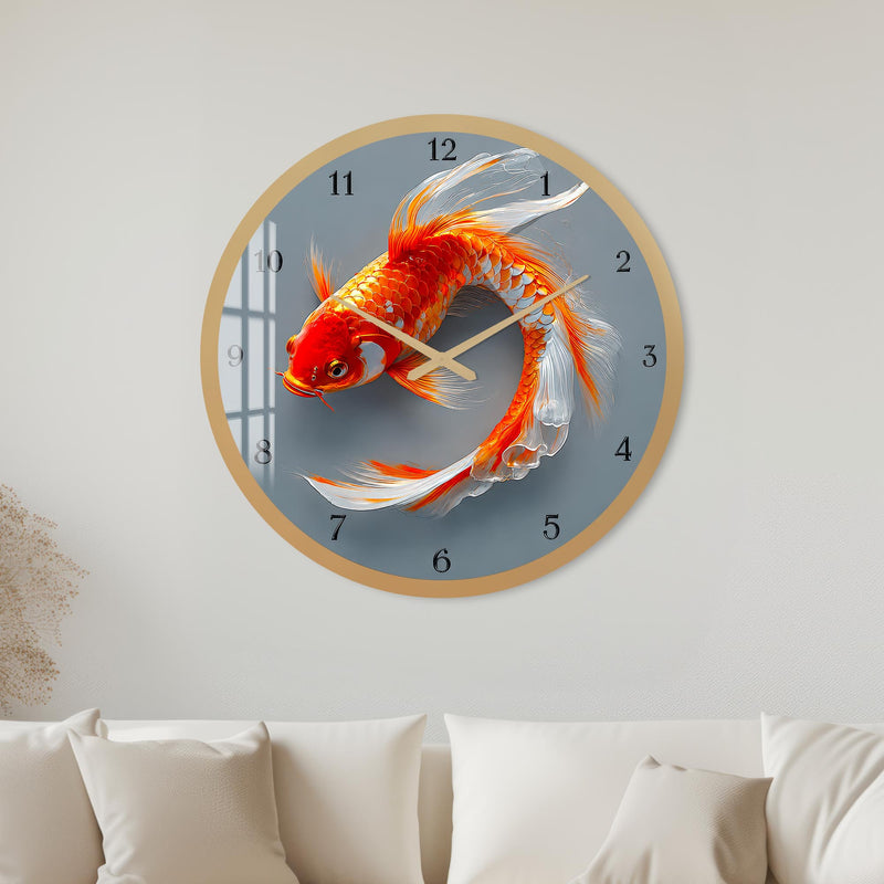 Elegant Koi Fish with gold frame