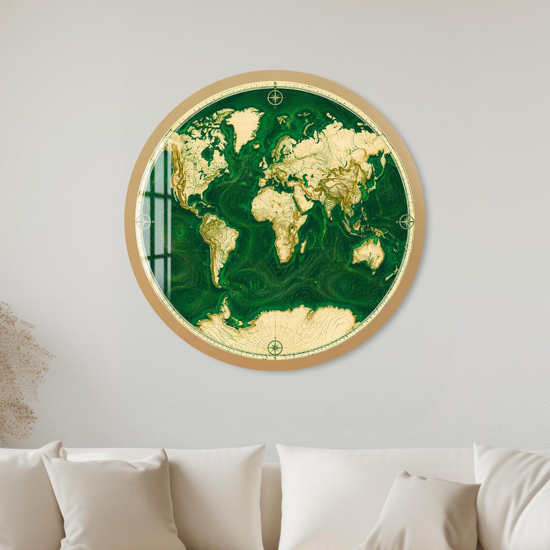 Emerald World Atlas with gold frame