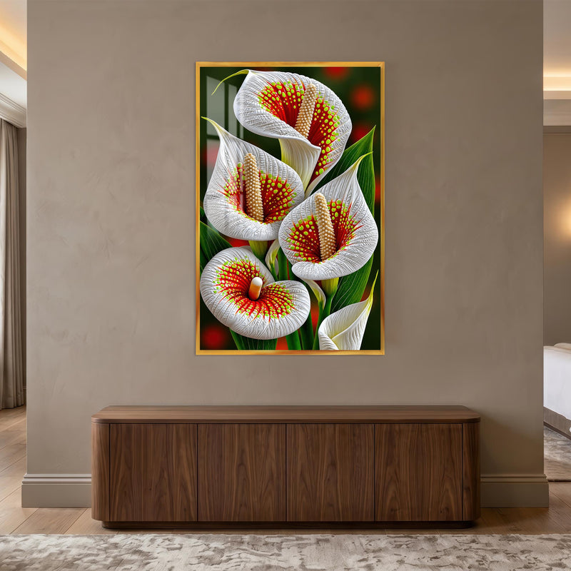 Crimson Calla Lilies with gold frame