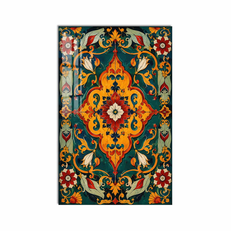 Artronauts Glass Print Emerald Floral Medallion Glass Wall Art