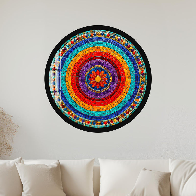 Rainbow Mosaic Bloom with black frame
