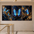 Blue Gold Butterfly with walnut frame
