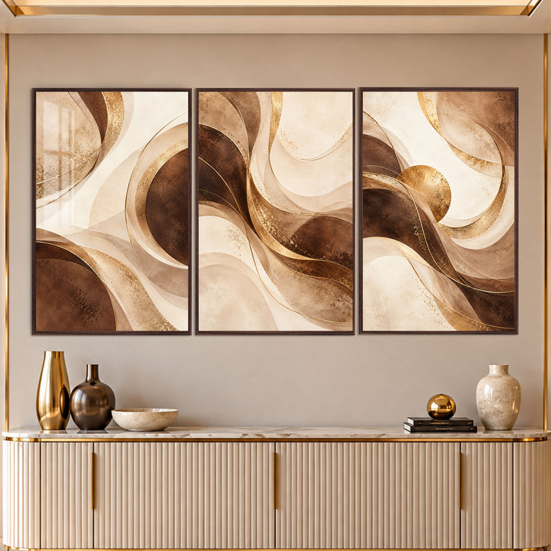 Golden Flow II with walnut frame