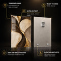 Golden Curves — tempered glass, ultra HD print, ready to hang