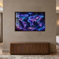 Cosmic World Map with walnut frame