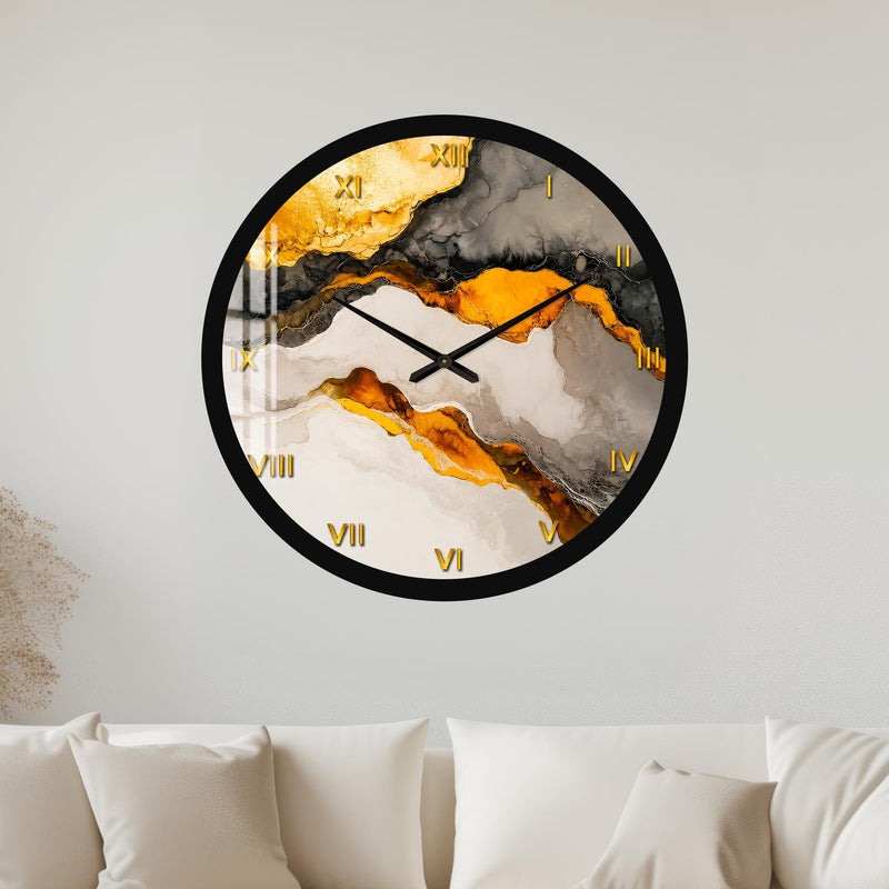 Golden Marble Flow with black frame