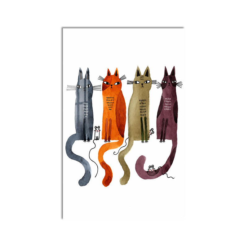 Four Curious Cats product shot on white background