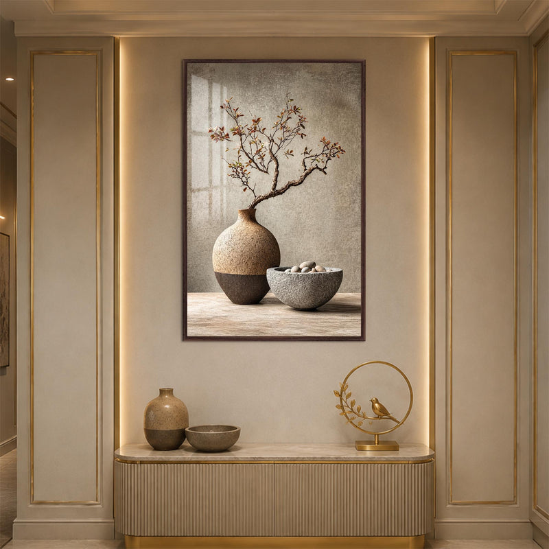 Zen Branch Still Life with walnut frame
