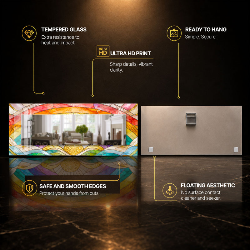 Radiant Mosaic Arches — tempered glass, ultra HD print, ready to hang