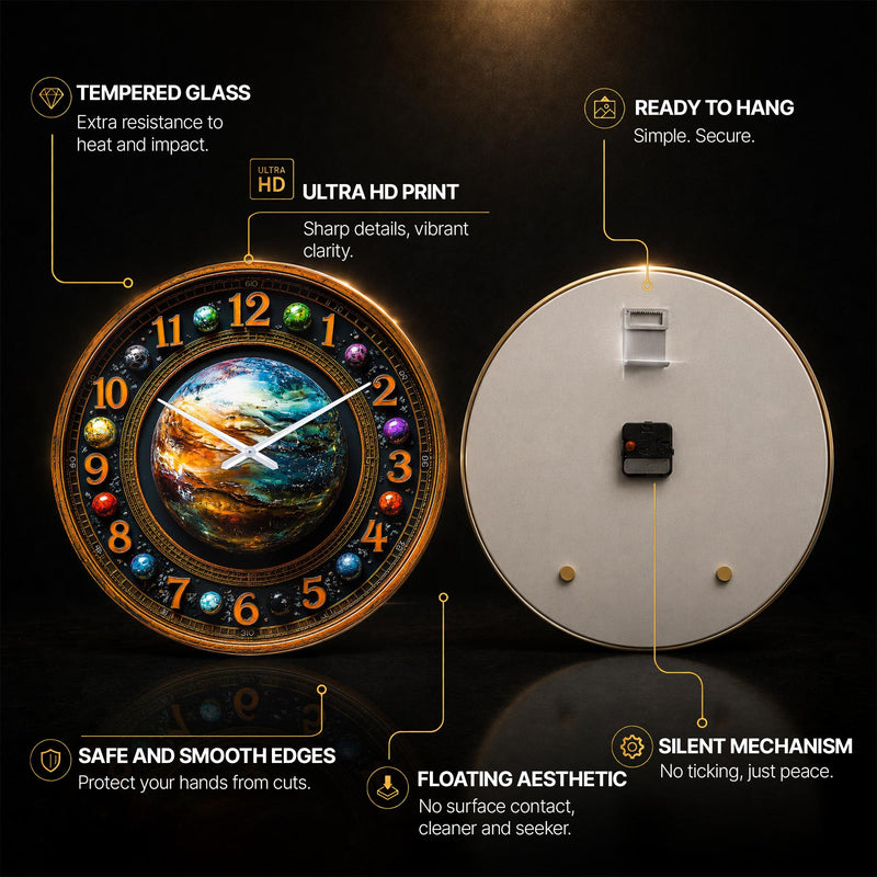 Cosmic Planetarium — tempered glass, ultra HD print, ready to hang