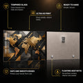 Gilded World Atlas — tempered glass, ultra HD print, ready to hang