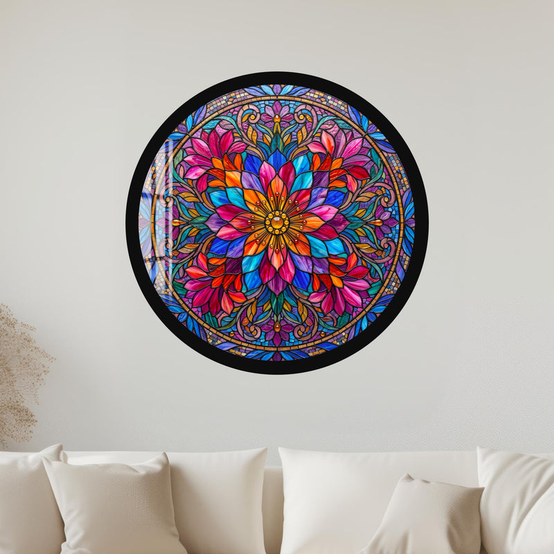 Jeweled Floral Mandala with gold frame