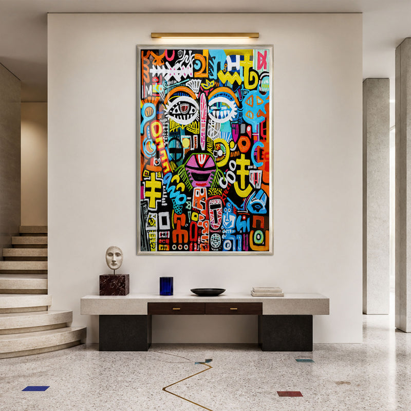 Urban Tribal Face with silver frame