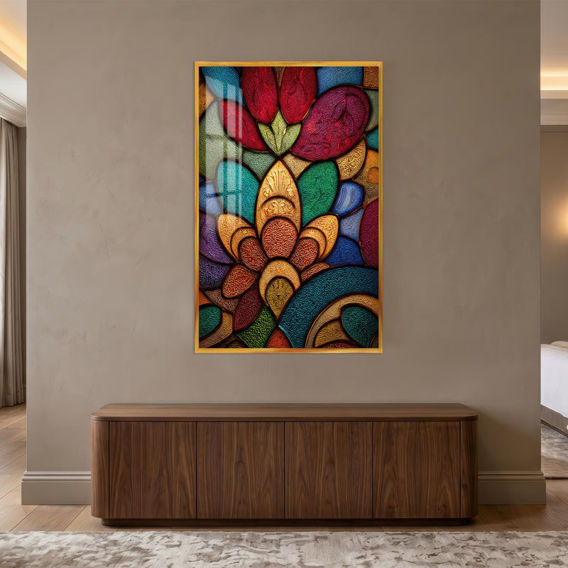 Jeweled Mosaic Bloom with gold frame