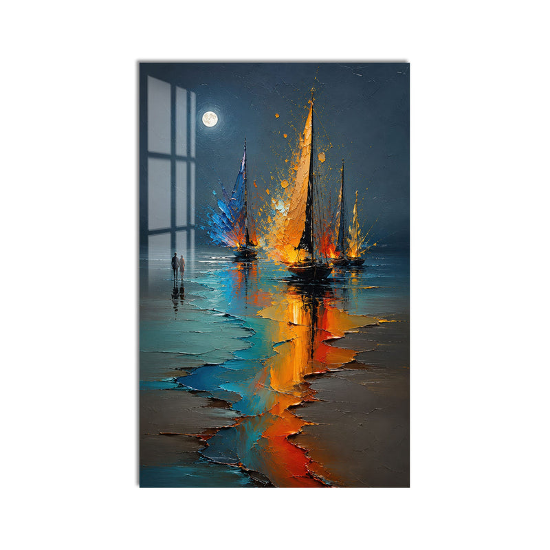 Artronauts Glass Print Moonlit Regatta Glass Wall Art