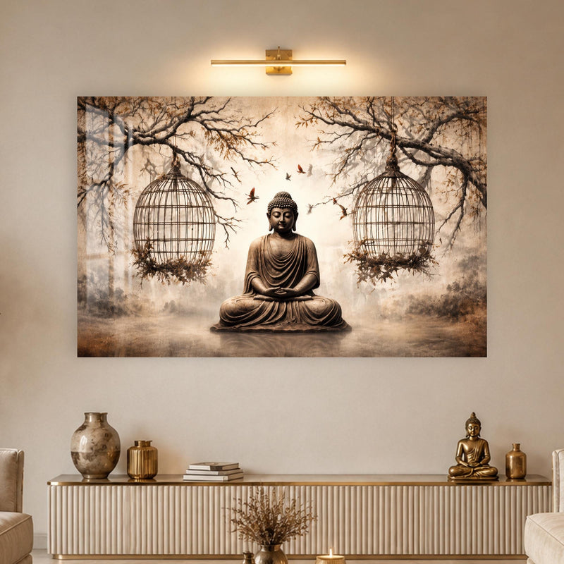 Artronauts Glass Print Buddha Beneath the Birdcages Glass Wall Art