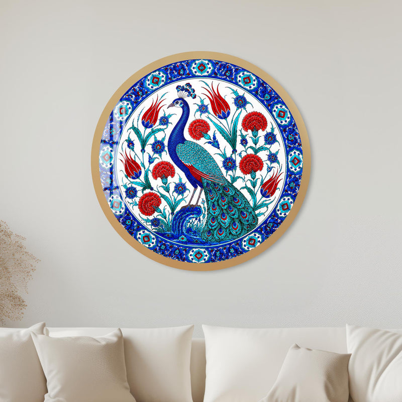 Peacock Garden with gold frame