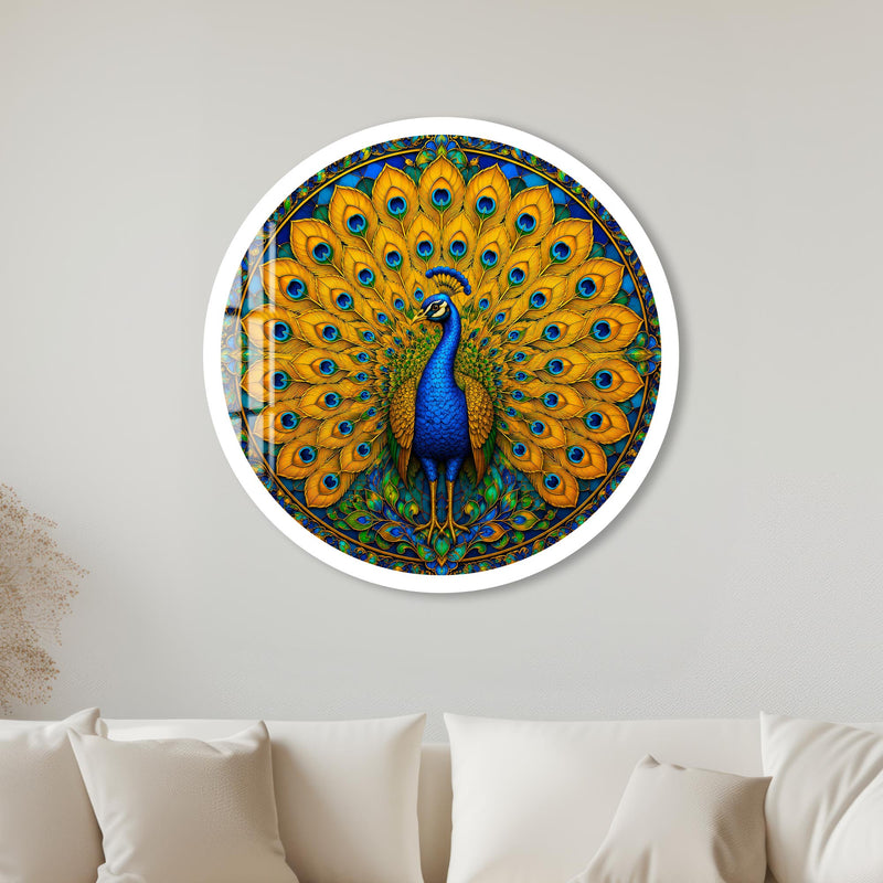 Golden Peacock Splendor with white frame
