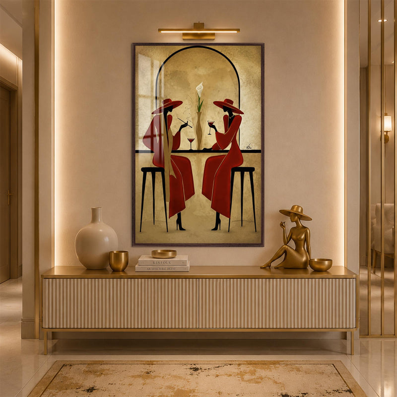 Scarlet Cocktail Hour with walnut frame