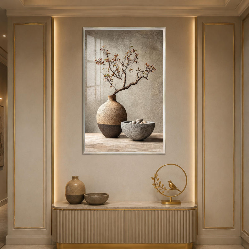 Zen Branch Still Life with silver frame