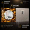 Golden Amber Mosaic — tempered glass, ultra HD print, ready to hang