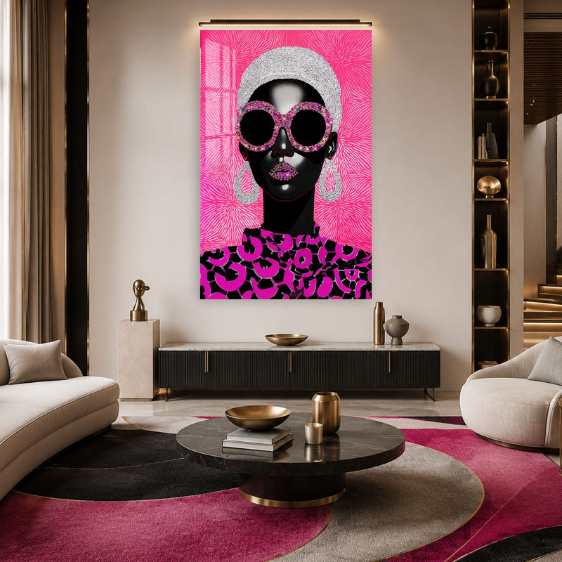 Artronauts Glass Print Pink Crystal Diva Glass Wall Art