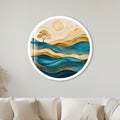 Gilded Teal Horizon with white frame