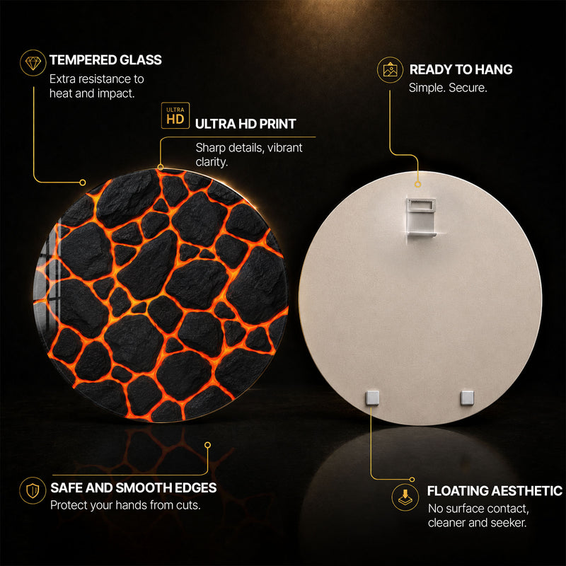 Molten Lava Stone — tempered glass, ultra HD print, ready to hang