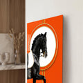 Black Horse in Orange close-up angled detail