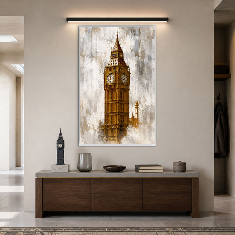 Golden Big Ben with white frame
