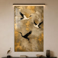 Artronauts Glass Print Golden Crane Flight Glass Wall Art