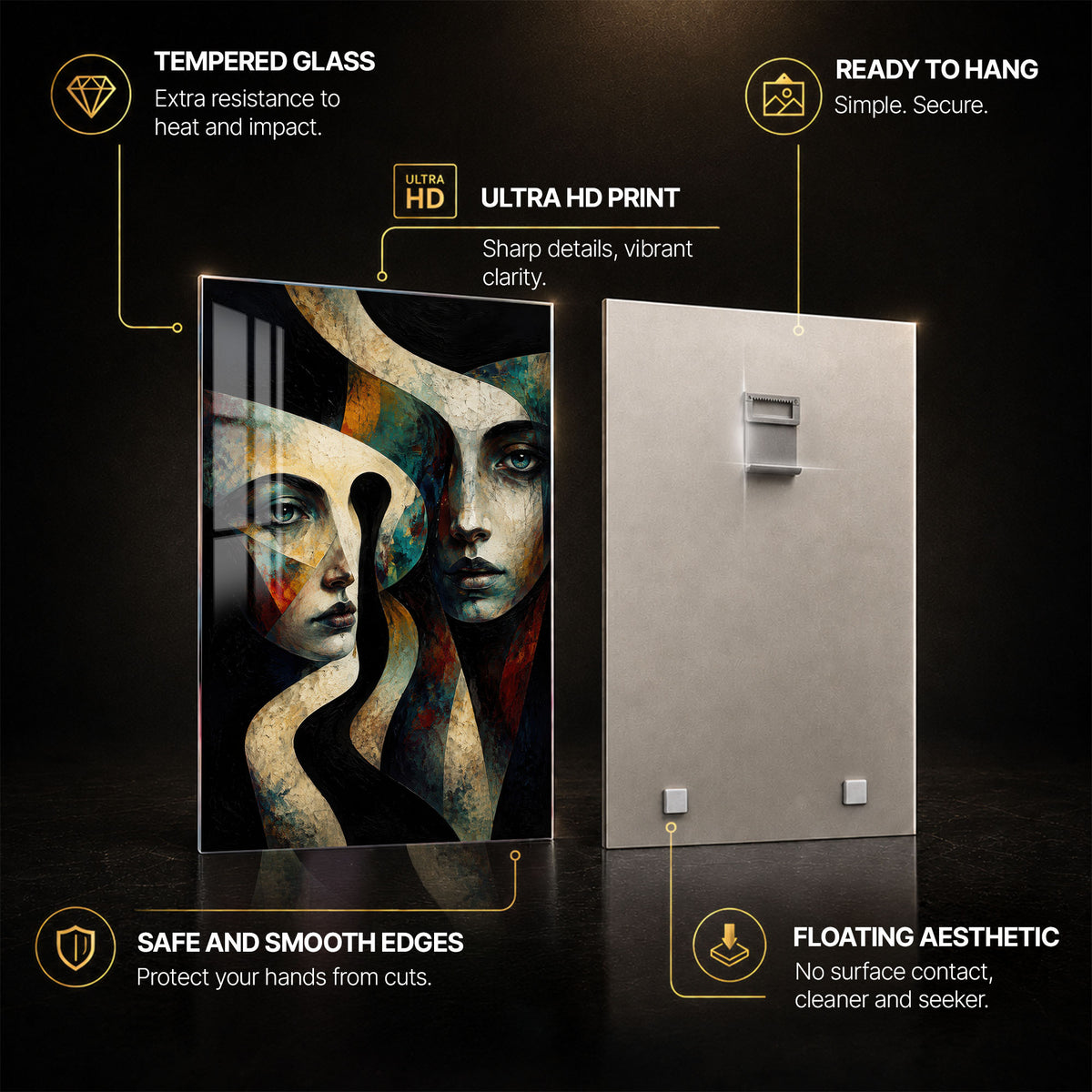 Twin Reflections — tempered glass, ultra HD print, ready to hang
