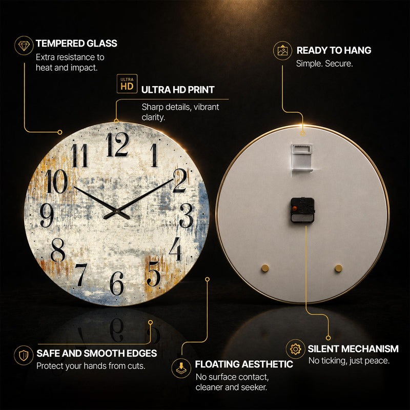 Weathered Industrial — tempered glass, ultra HD print, ready to hang