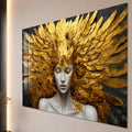 Artronauts Glass Print Golden Feather Goddess Glass Wall Art