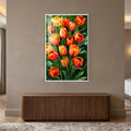 Radiant Tulip Garden with white frame