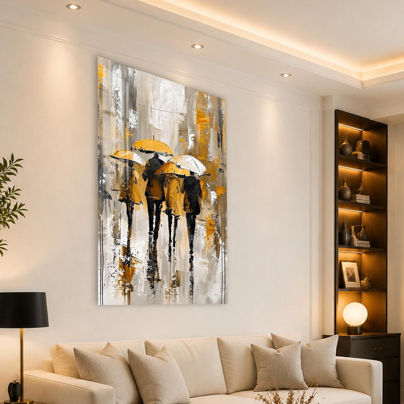 Artronauts Glass Print Umbrellas in the Rain Glass Wall Art