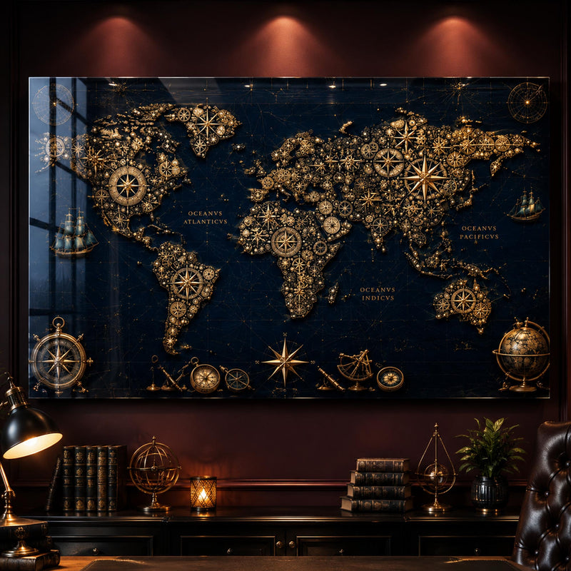 Gilded Navigator World Map lifestyle view
