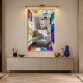 Prismatic Glass Mosaic with silver frame