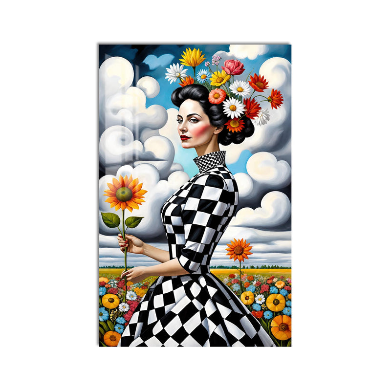 Checkered Floral Muse product shot on white background